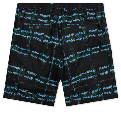 Crossroads Print Black Poplin Bermuda Pants - Black