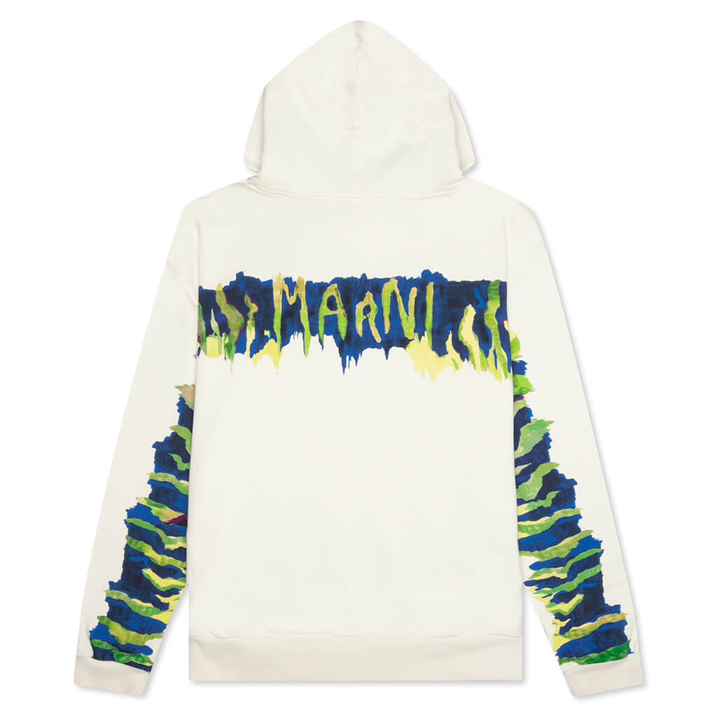 Hooded Brushed Logo Sweatshirt - Stone White