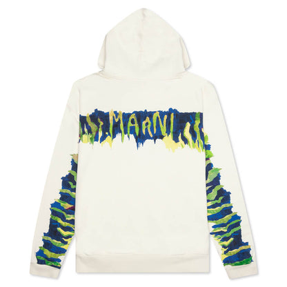 Hooded Brushed Logo Sweatshirt - Stone White
