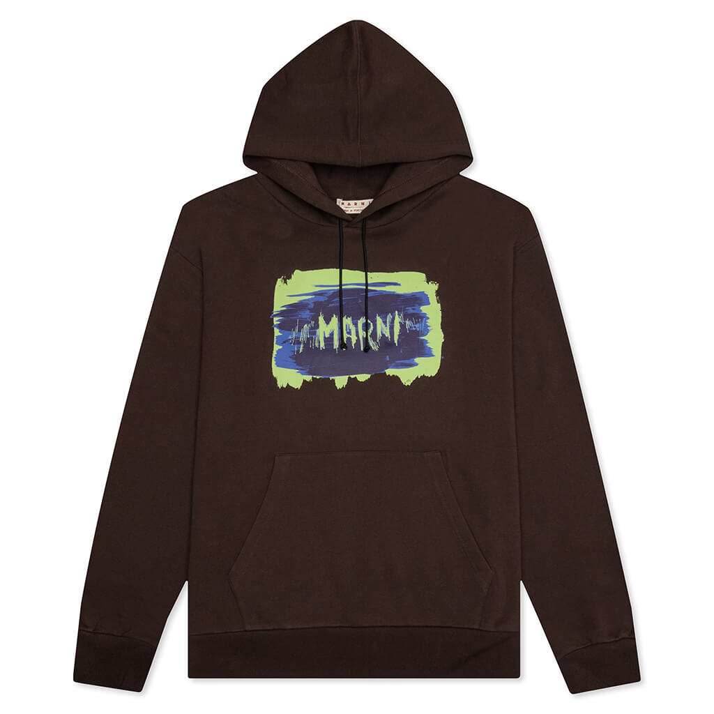 Long-Sleeved Hooded Sweatshirt - Cacao