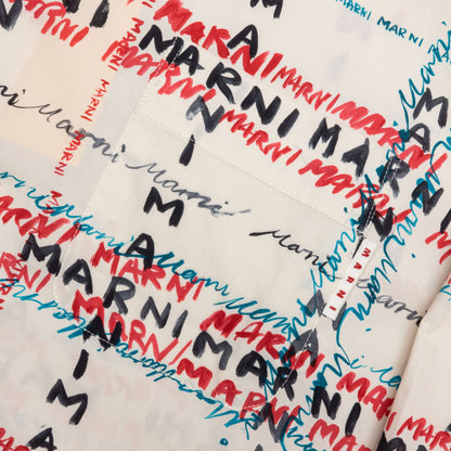 Crossroads Print Poplin Shirt - Antique White