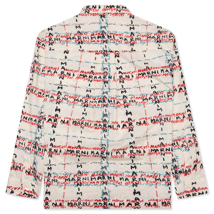 Crossroads Print Poplin Shirt - Antique White