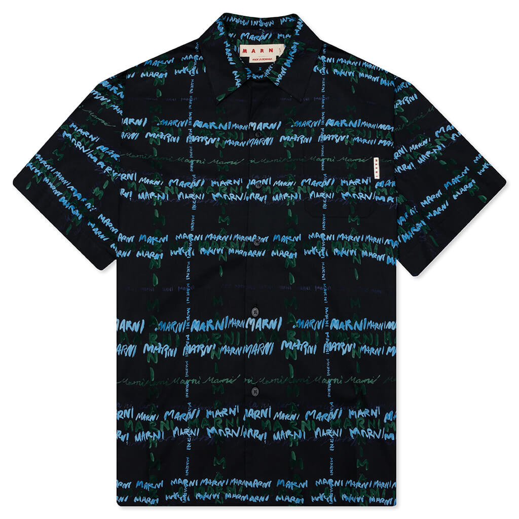 Camicia Logo Poplin S/S Shirt - Black