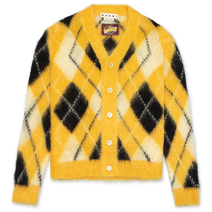 Brushed Wool Blend Cardigan - Maize