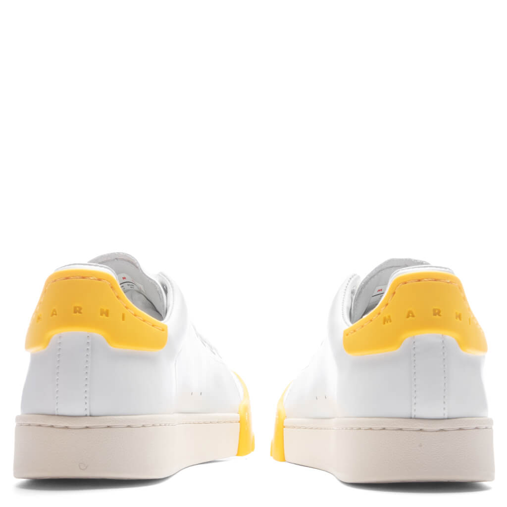 Leather Sneakers - Lily White/Yellow
