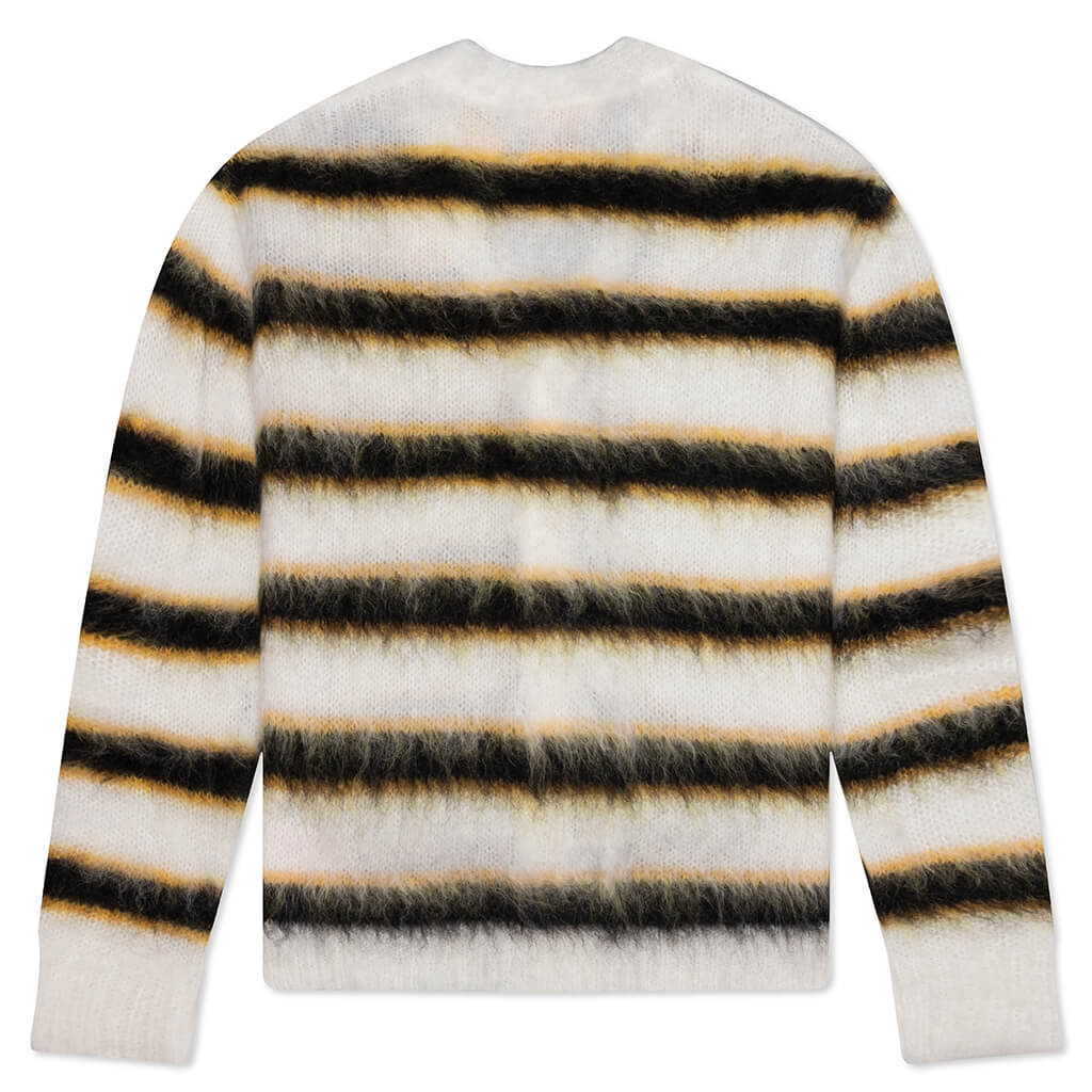 Mohair and Wool Blend Cardigan - Lily/White