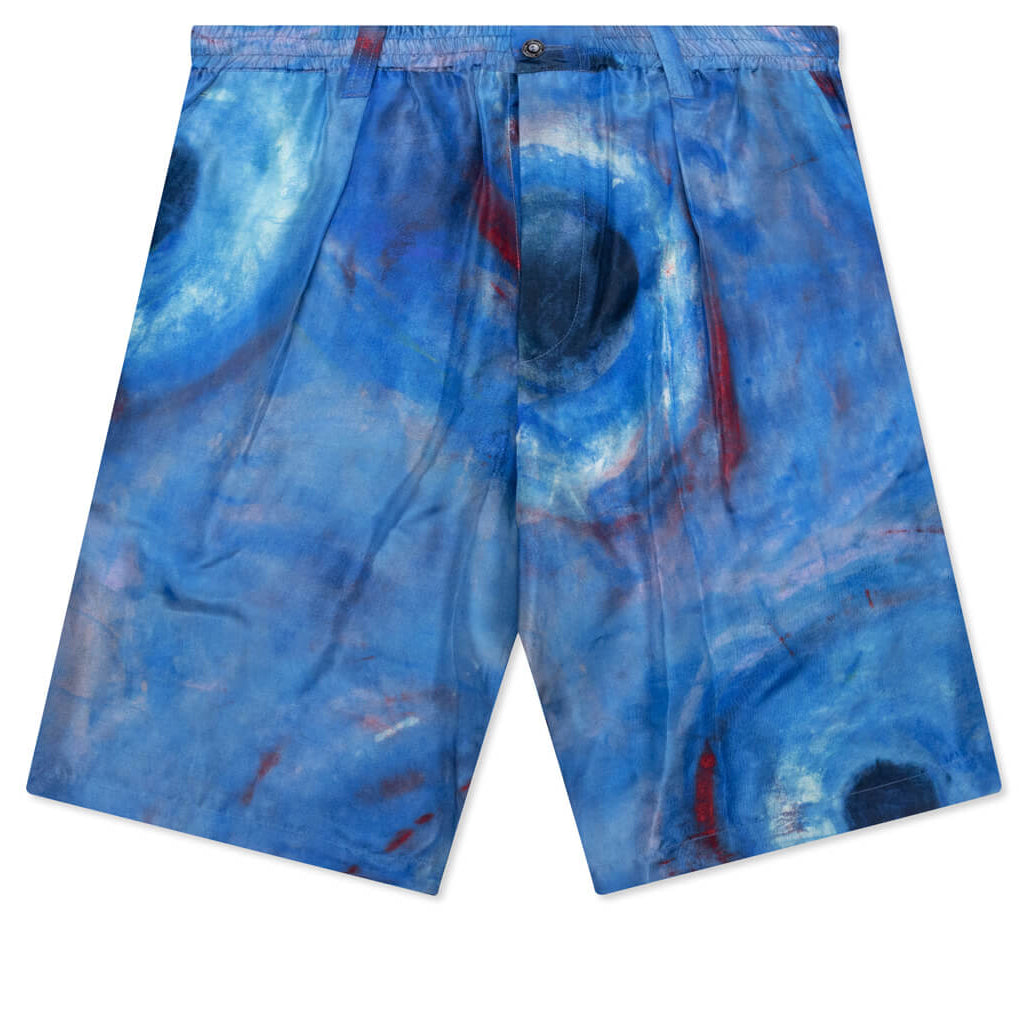 Silk Habotai Stretch Waist Shorts - Cobalt