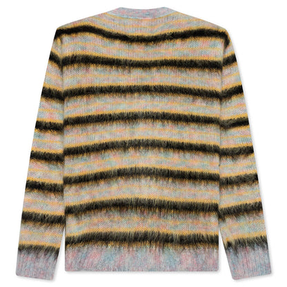 V-Neck Mohair Stripe Cardigan - Multi