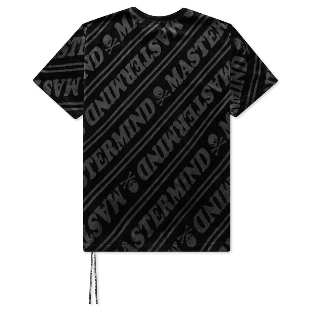 Velour Diagonal T-Shirt - Black x Charcoal