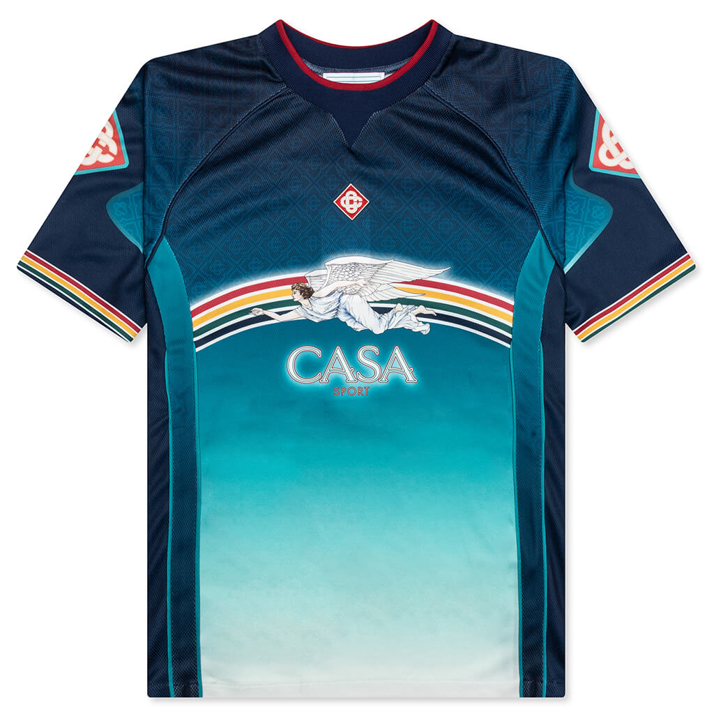 Mens Printed Football Top - Blue