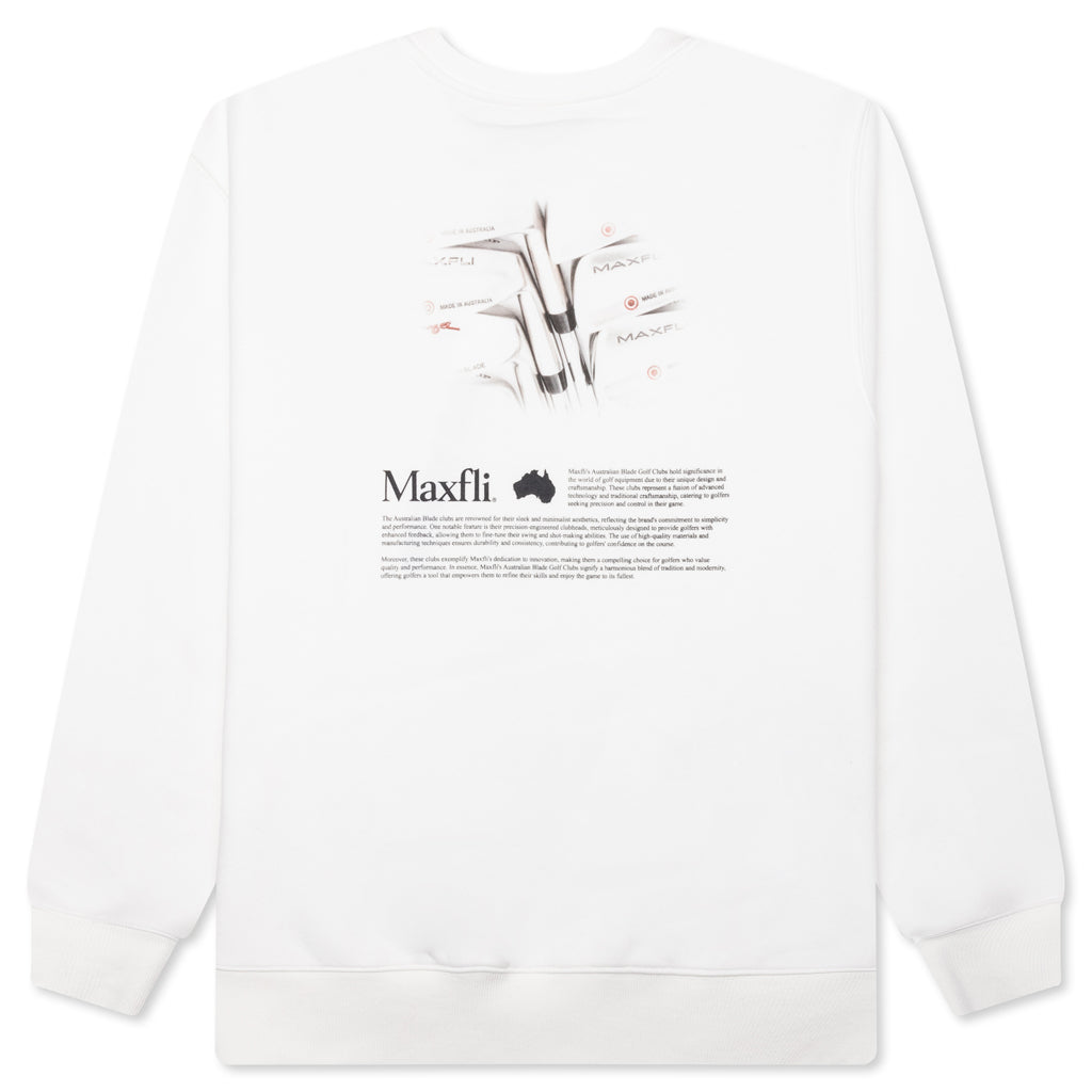 Metalwood x Maxfli Aussie Blade Crewneck Sweatshirt - White