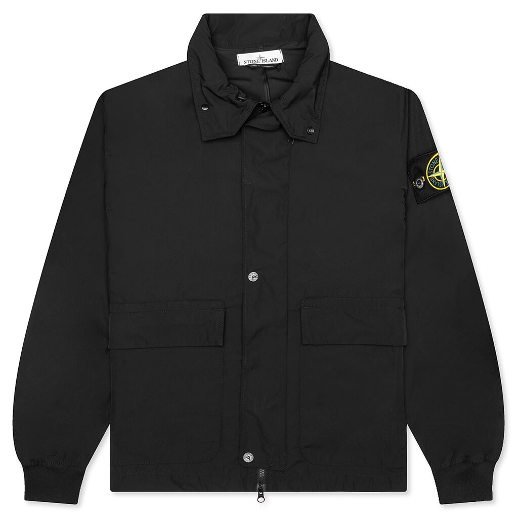 Micro Twill Hooded Jacket - Black