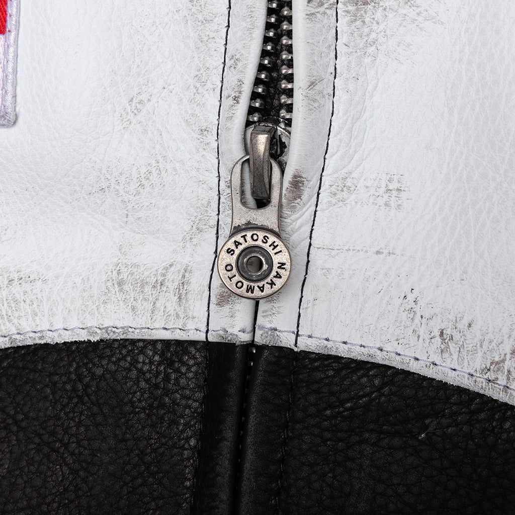 Movie Star Leather Jacket - Black/White/Yellow