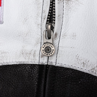Movie Star Leather Jacket - Black/White/Yellow
