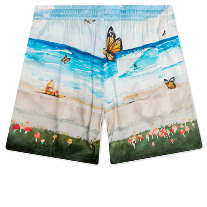 Butterfly Beach Silk Shorts - Blue Multi