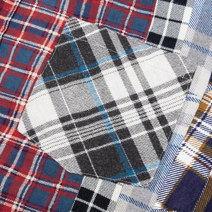 7 Cuts Wide Flannel Shirt - Red/Navy