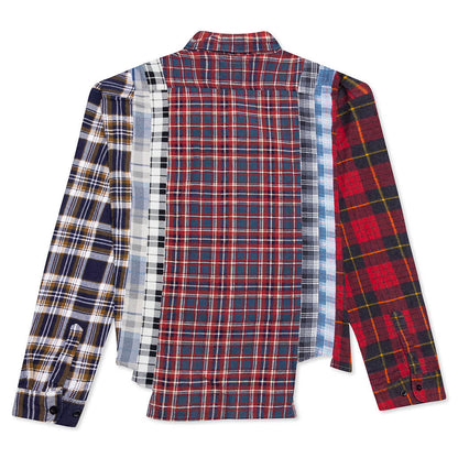 7 Cuts Wide Flannel Shirt - Red/Navy