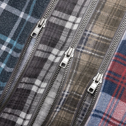 Flannel Shirt 7 Cuts Zipped Wide Reflection Shirt - Assorted