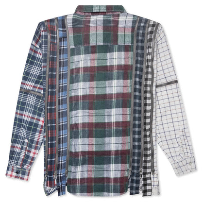 Flannel Shirt 7 Cuts Zipped Wide Reflection Shirt - Assorted