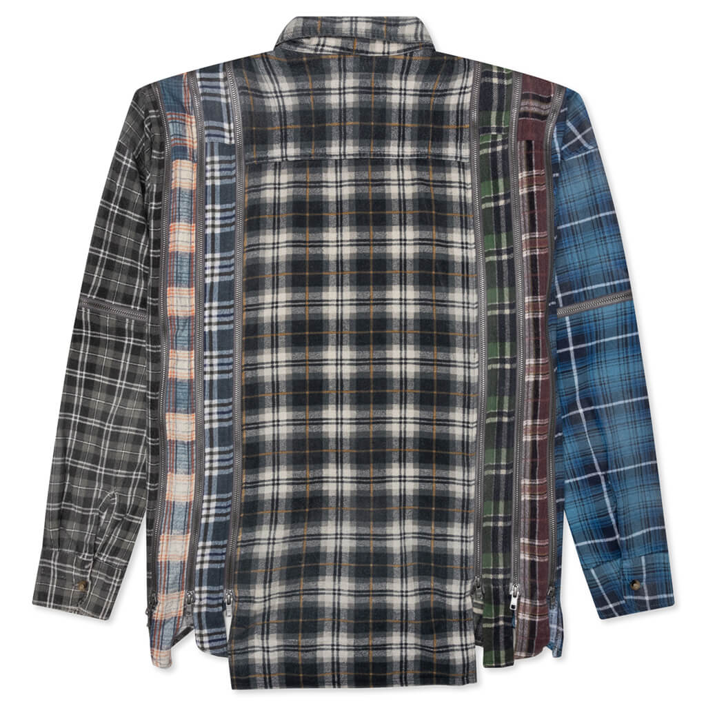 Flannel Shirt 7 Cuts Zipped Wide Reflection Shirt - Assorted