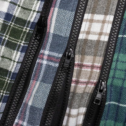 Flannel Shirt 7 Cuts Zipped Wide Shirt - Assorted