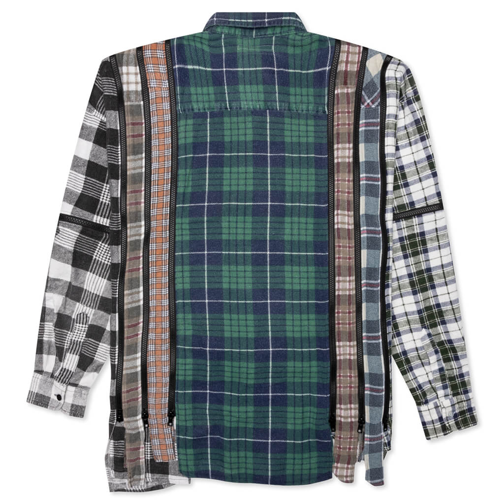 Flannel Shirt 7 Cuts Zipped Wide Shirt - Assorted