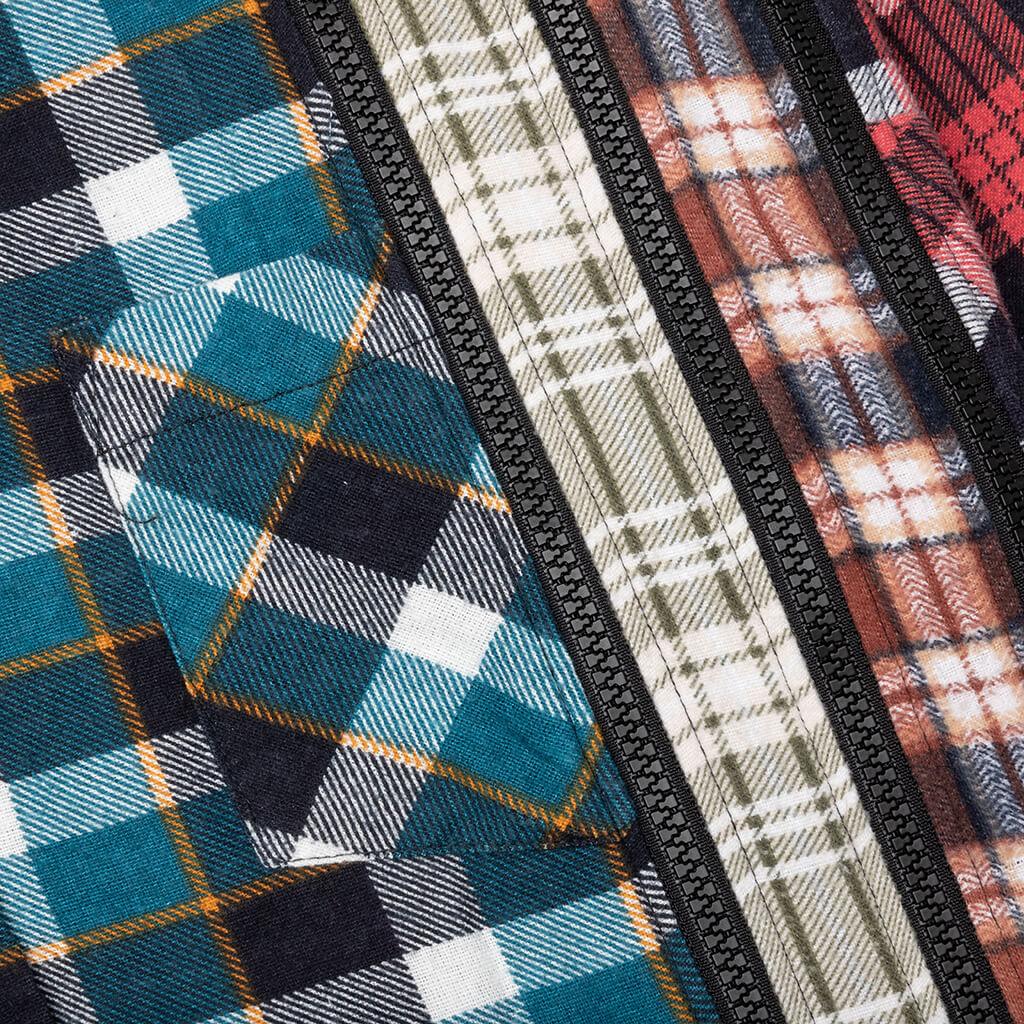 Flannel Shirt 7 Cuts Zipped Wide Shirt - Assorted