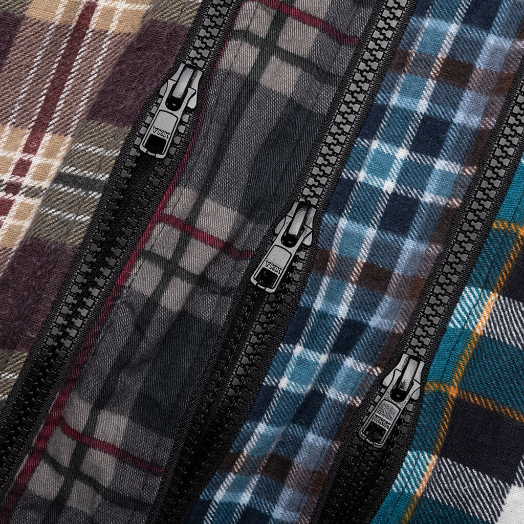 Flannel Shirt 7 Cuts Zipped Wide Shirt - Assorted