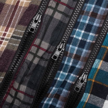 Flannel Shirt 7 Cuts Zipped Wide Shirt - Assorted