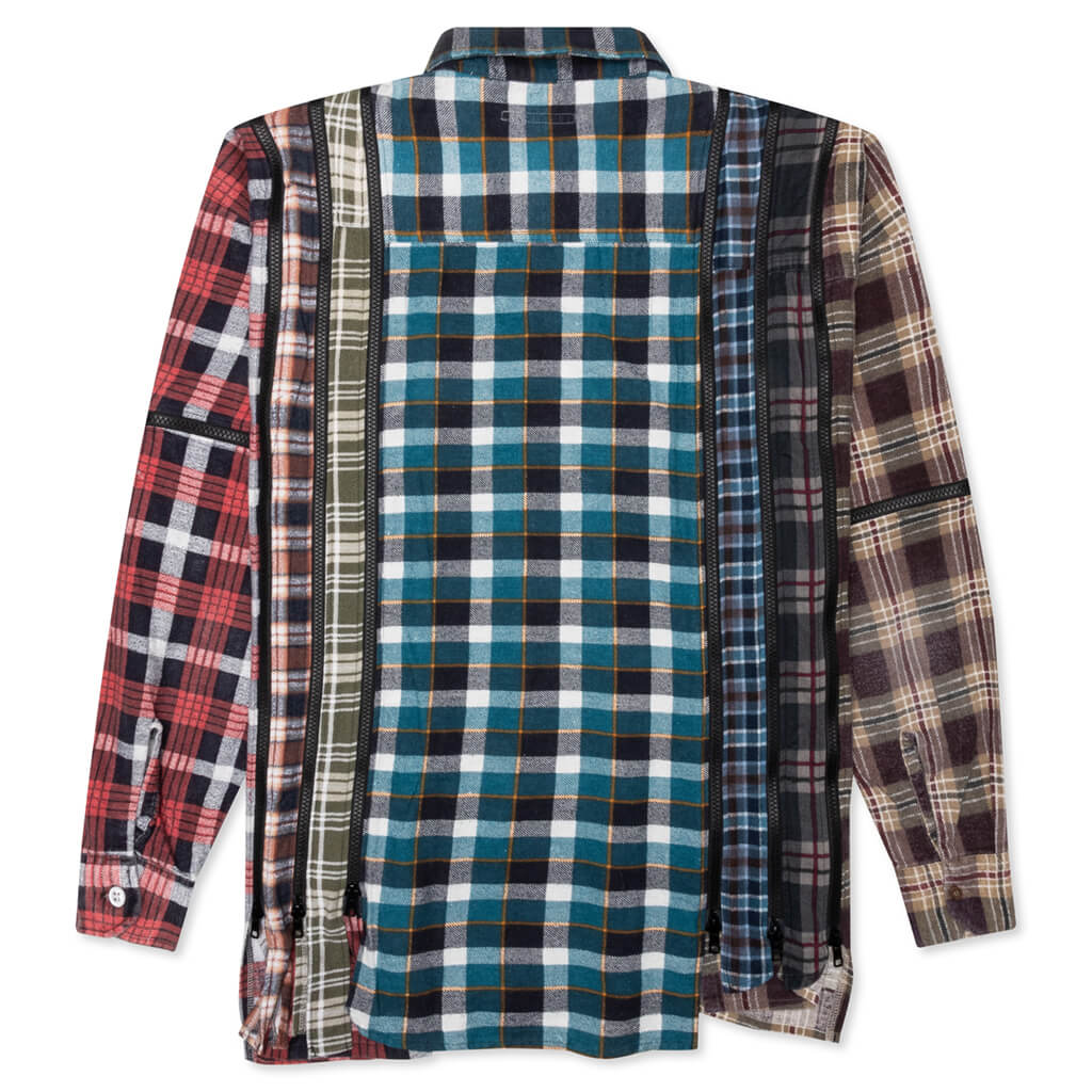 Flannel Shirt 7 Cuts Zipped Wide Shirt - Assorted