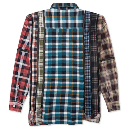 Flannel Shirt 7 Cuts Zipped Wide Shirt - Assorted