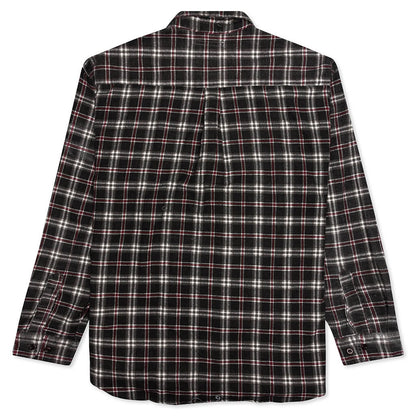 Ribbon Flannel Shirt - Black/Maroon