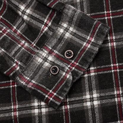 Ribbon Flannel Shirt - Black/Maroon