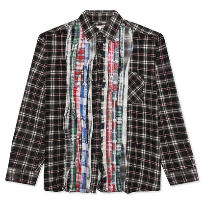 Ribbon Flannel Shirt - Black/Maroon