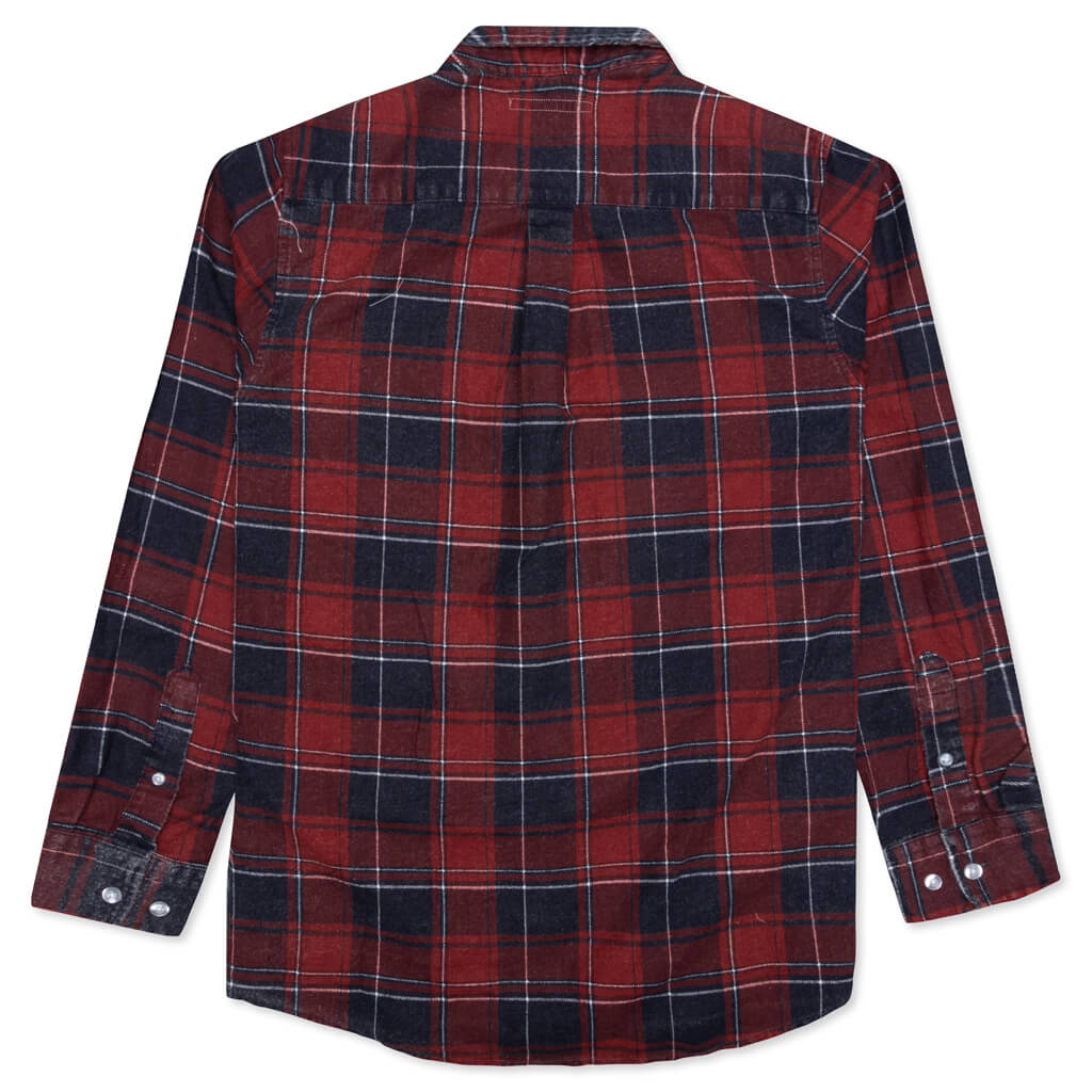 Ribbon Flannel Shirt - Brick/Navy