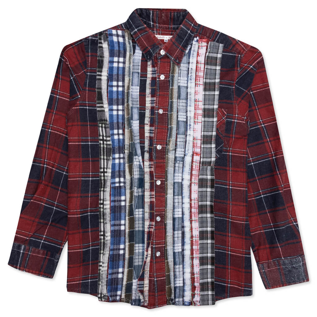 Ribbon Flannel Shirt - Brick/Navy