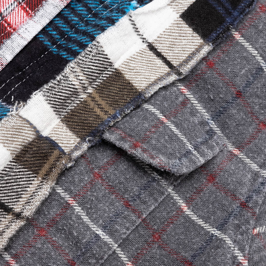Ribbon Flannel Shirt - Faded Blue/Red