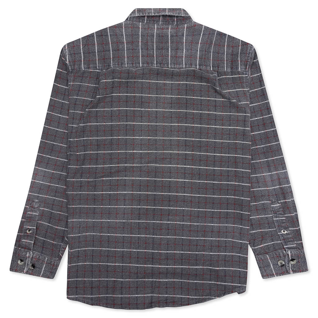 Ribbon Flannel Shirt - Faded Blue/Red