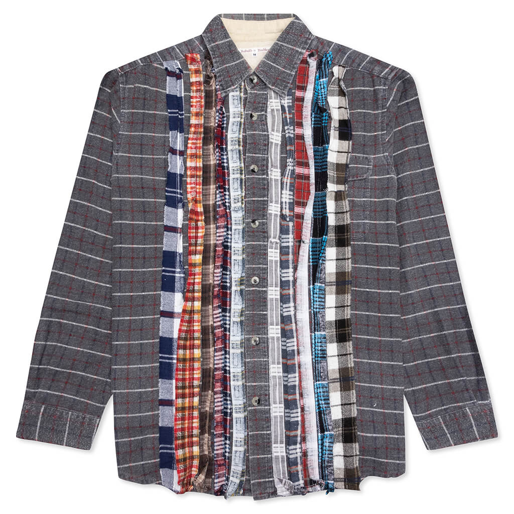 Ribbon Flannel Shirt - Faded Blue/Red