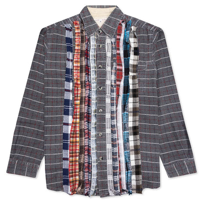 Ribbon Flannel Shirt - Faded Blue/Red