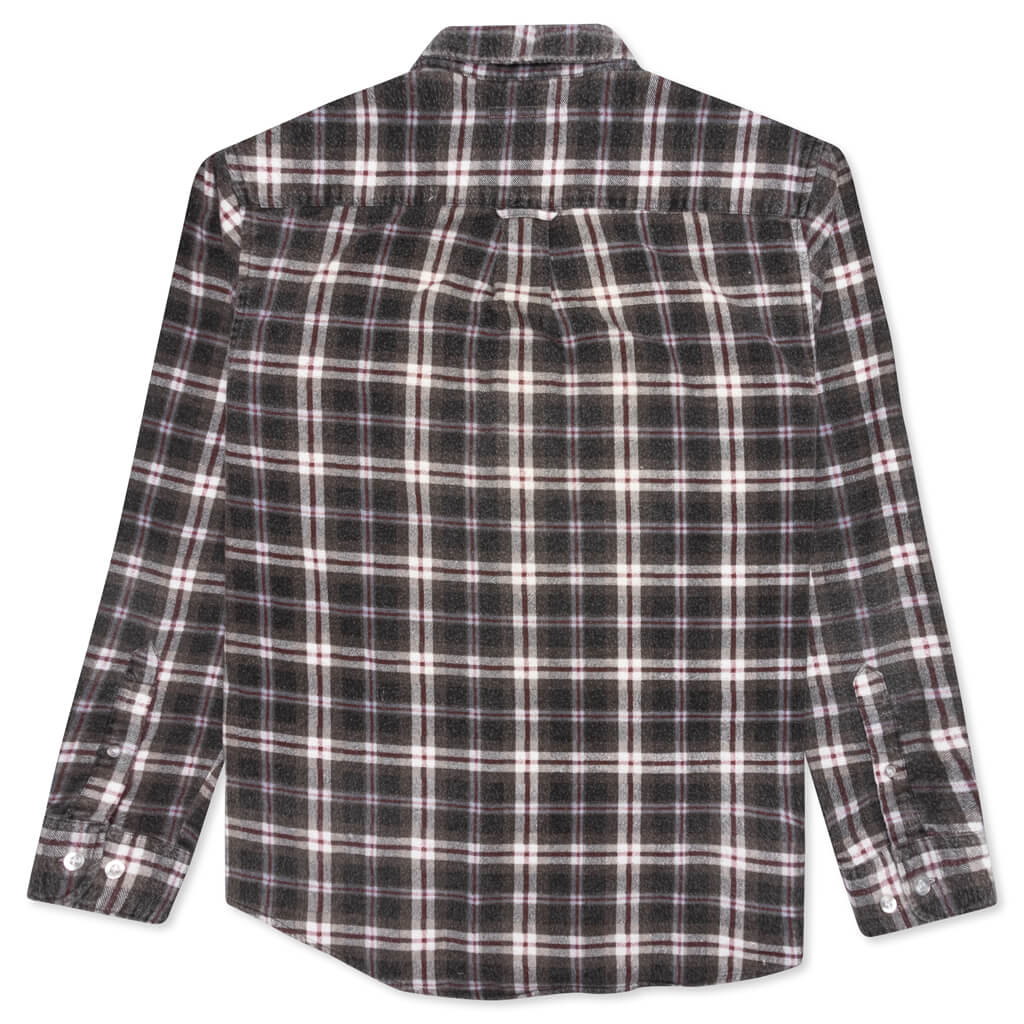 Ribbon Flannel Shirt - Grey/Burgundy