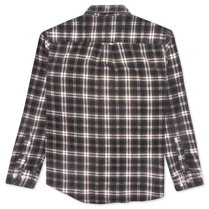 Ribbon Flannel Shirt - Grey/Burgundy