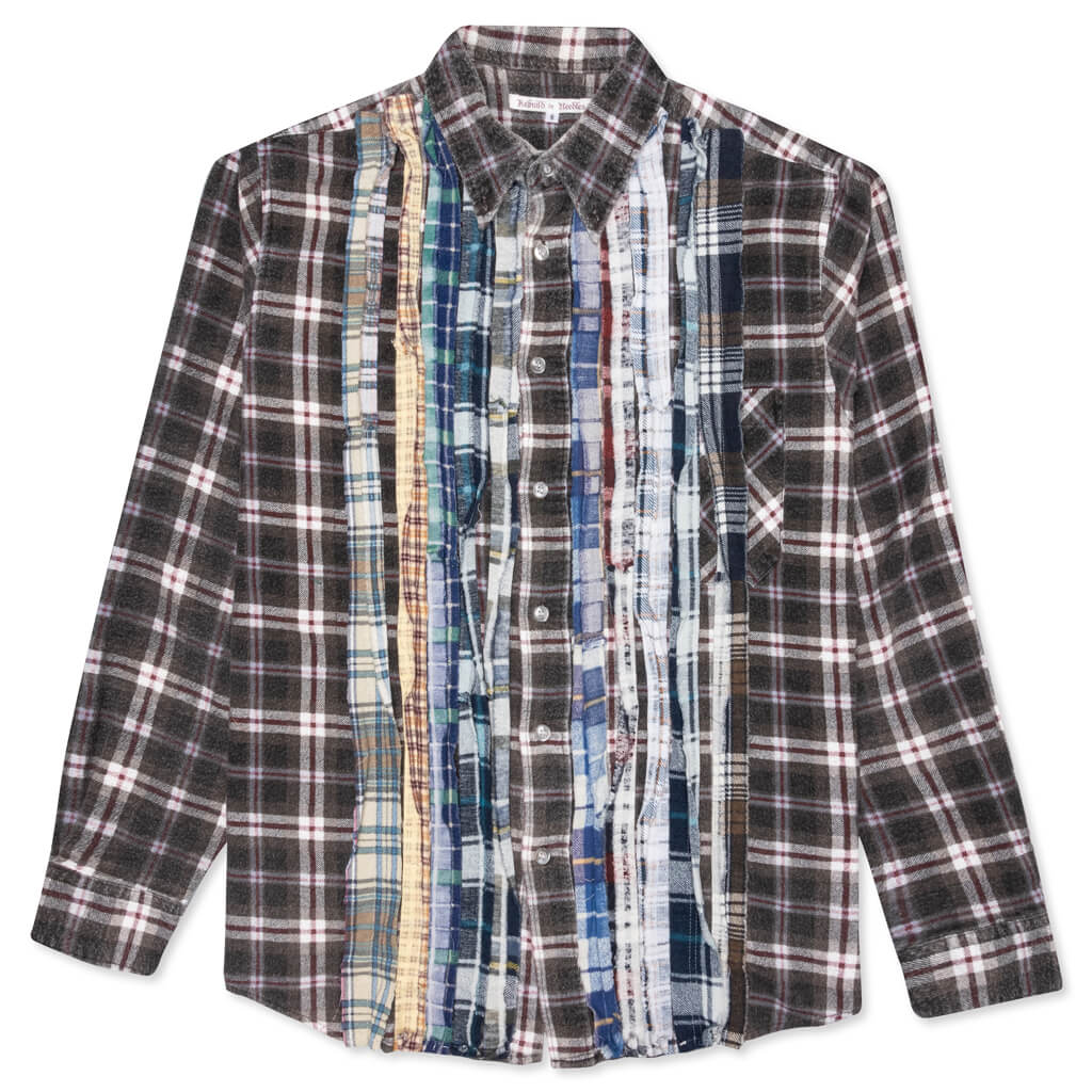 Ribbon Flannel Shirt - Grey/Burgundy