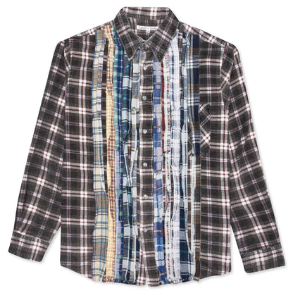 Ribbon Flannel Shirt - Grey/Burgundy
