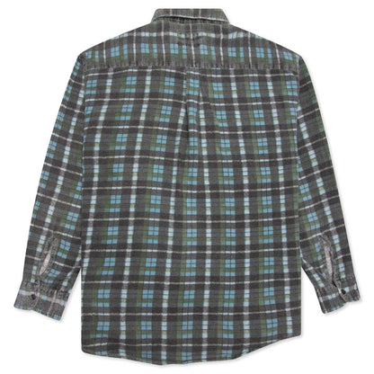 Ribbon Flannel Shirt - Grey/Green