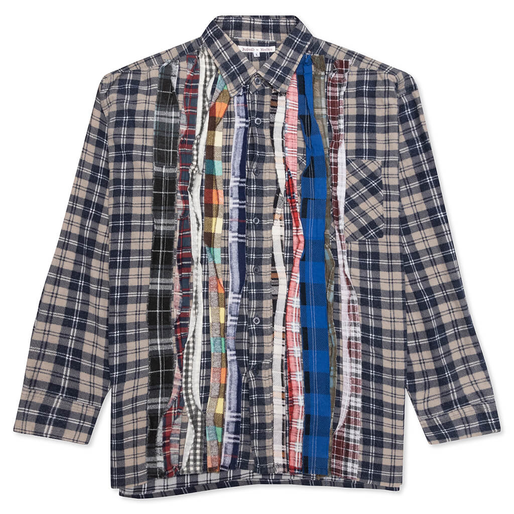 Ribbon Flannel Shirt - Navy/Oatmeal