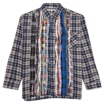 Ribbon Flannel Shirt - Navy/Oatmeal