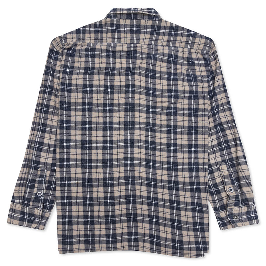 Ribbon Flannel Shirt - Navy/Oatmeal