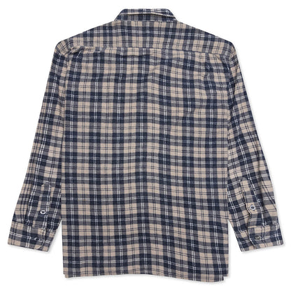 Ribbon Flannel Shirt - Navy/Oatmeal