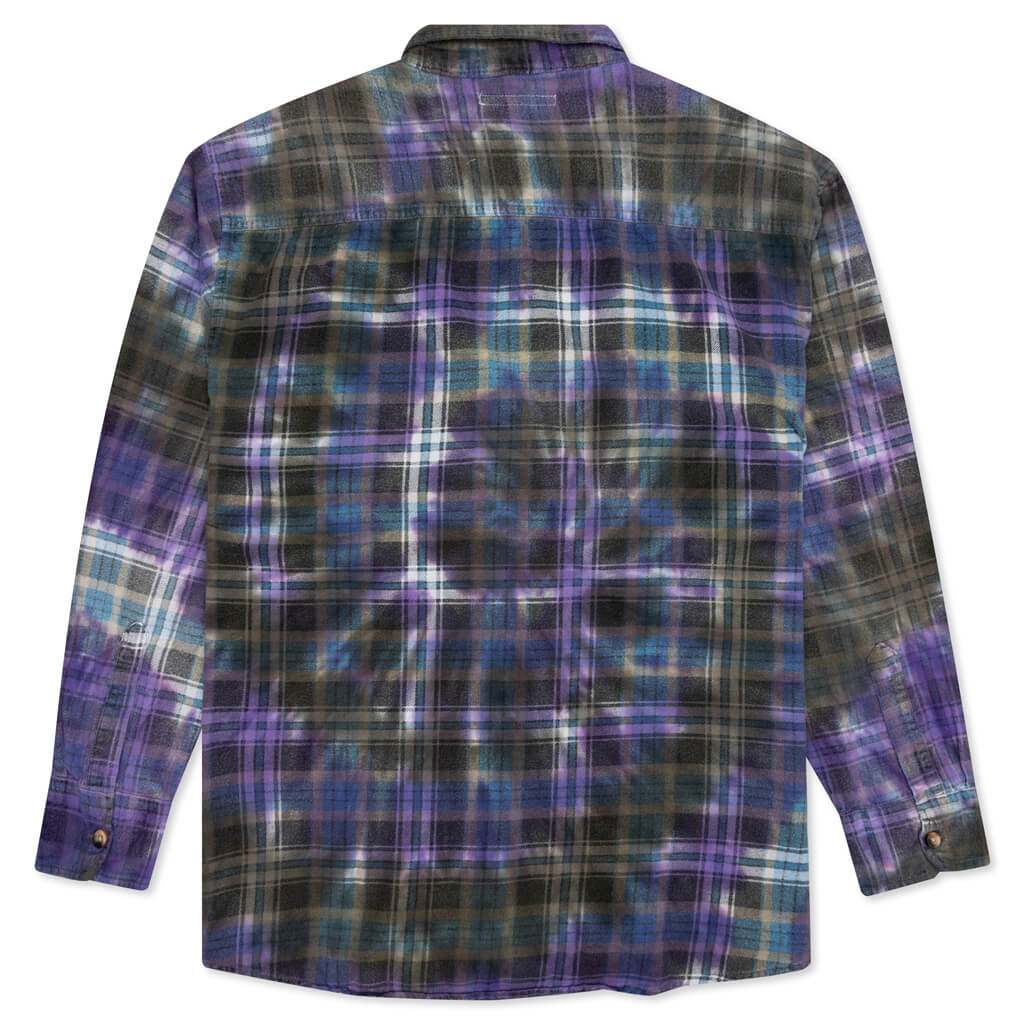 Ribbon Tie Dye Flannel Shirt - Assorted